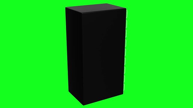 3D Server Rack Tower Rotation Loop with Blinking Lights Isolated on Green Screen Background