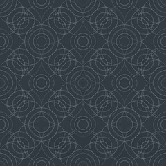 Fototapeta premium Dark abstract geometric seamless pattern with circles and lines. EPS Editable. Vector Illustrations.