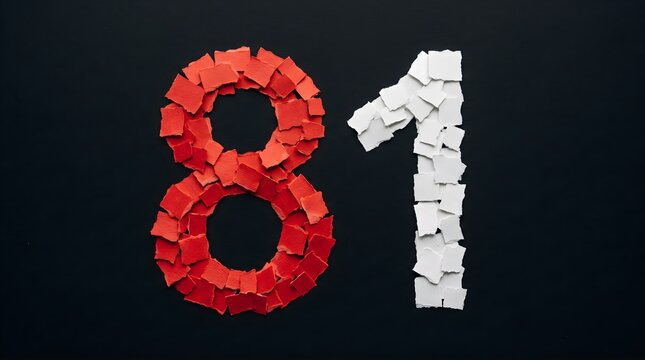 Number 81 Mosaic with Red and White Colors for 81st Indonesia Independence Day Celebration Design