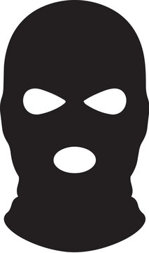 Black Ski Mask With Eye And Mouth Holes Isolated On White Background