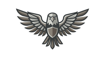 Fototapeta premium Frontal eagle mascot logo with shield chestplate.