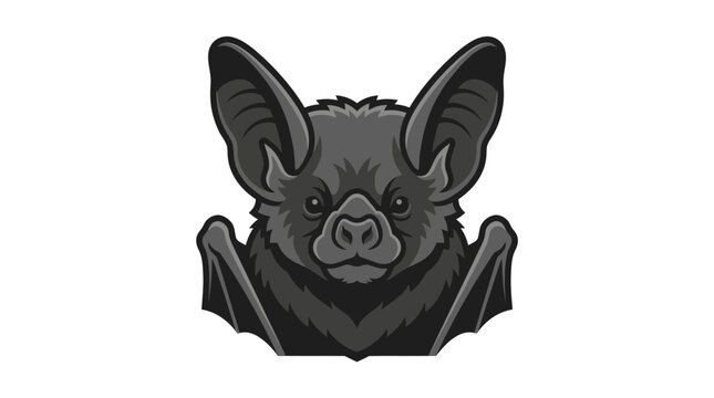 Frontal bat head mascot logo with fur texture.