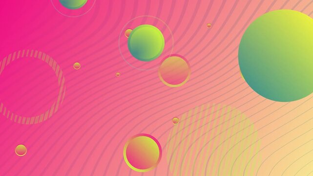 Abstract Coral Pink Gradient Background with Floating Glass Circles Animated Loop 4K