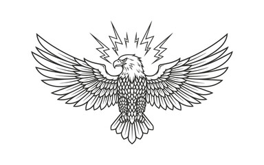 Obraz premium Bald Eagle Lightning Emblem Vector Illustration