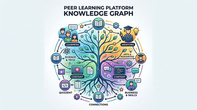Knowledge graph infographic for a peer learning platform