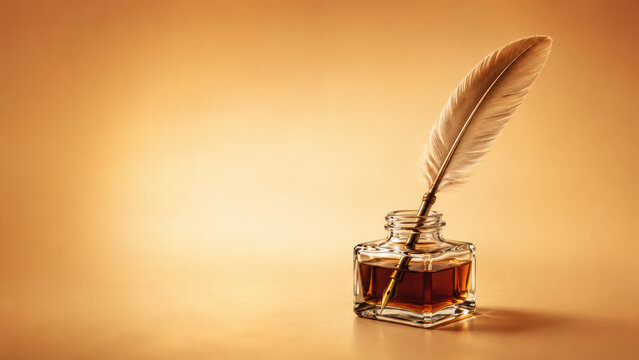 Quil and a pen in a clean contemporary commercial composition