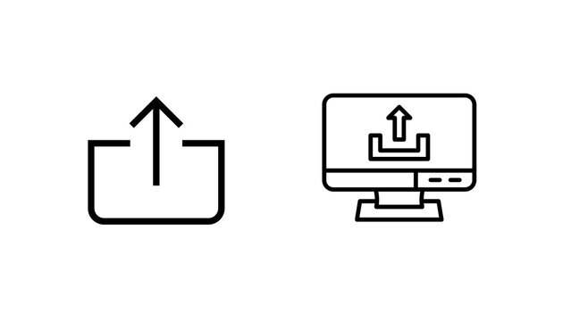 Minimal upload icon isolated on transparent background. Modern PNG symbol for file upload, cloud storage, apps, websites, UI, buttons and graphic design projects.
