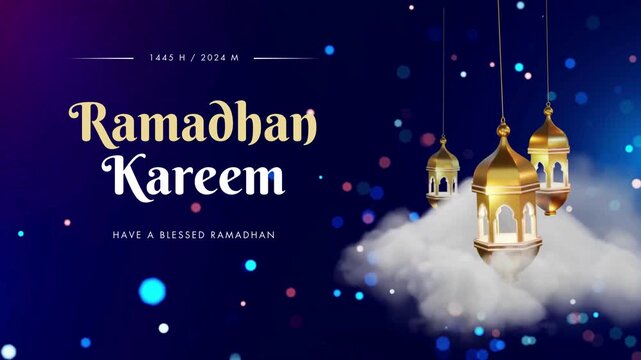 Deep Blue and Beige Simple Ramadhan Kareem Greeting Video