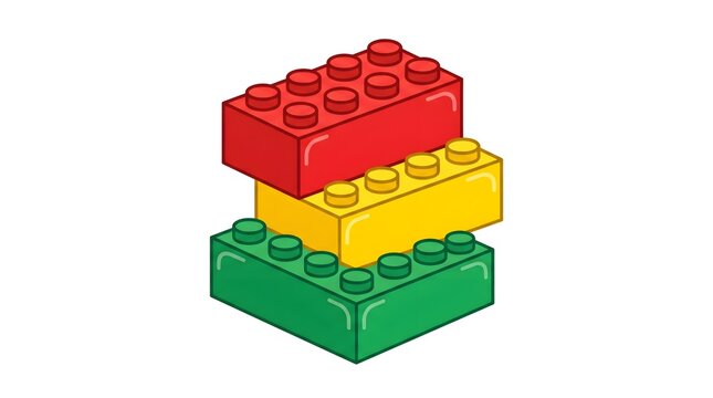 Building Brick Tower Stack &mdash; Red Yellow green National Lego Day Bold Flat Vector