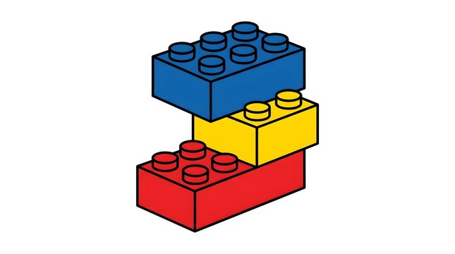 Building Brick Tower Stack &mdash; Red Yellow Blue National Lego Day Bold Flat Vector