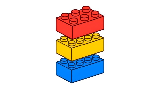 Building Brick Tower Stack &mdash; Red Yellow Blue National Lego Day Bold Flat Vector