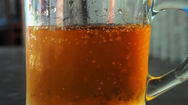 Tea Glass Close Up Refreshing Drink Macro Video In Glass