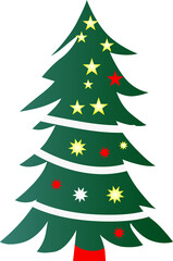 Obraz premium Christmas tree with stars. Festive evergreen pine for holiday design. PNG Transparent Background