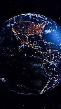 High-Definition 3D Digital Earth Globe Featuring Venezuela and South America Borders Vertical