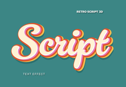 Retro Script 3D Text Effect