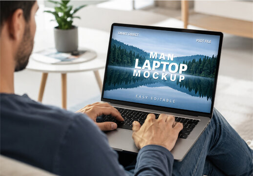 Man Laptop Mockup
