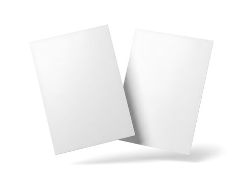 Two blank rectangular paper sheets floating and overlapping