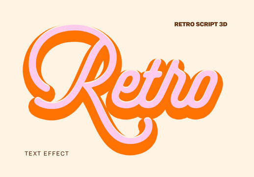 Retro Script 3D Text Effect