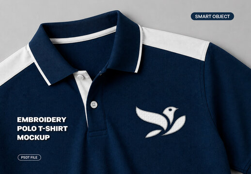 Embroidery Polo T-Shirt Mockup