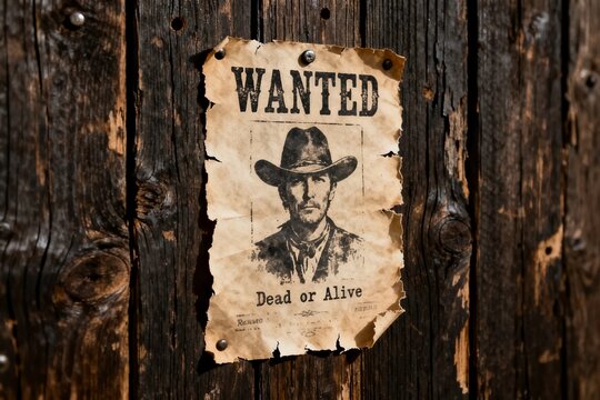 Vintage Western Wanted Poster on Wood