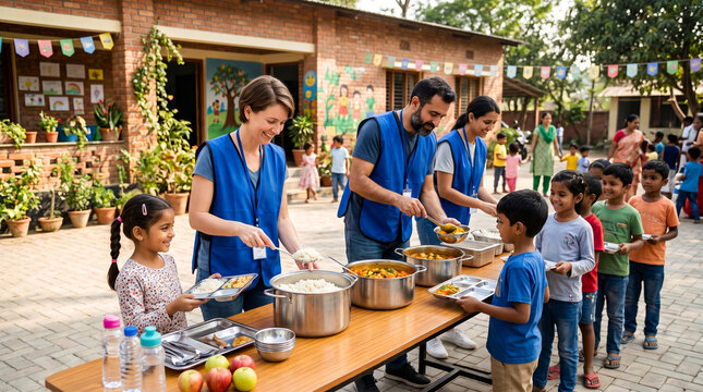 Charity activity at an orphanage