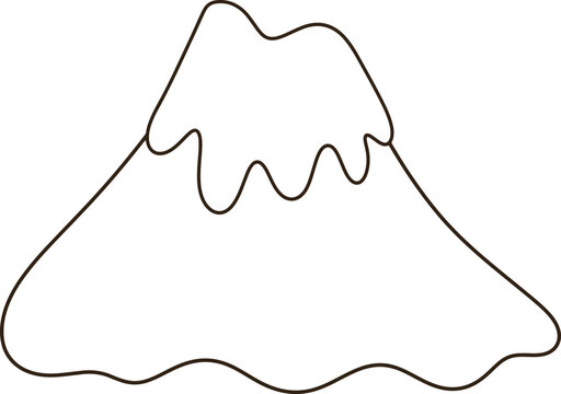 Cute Mount Fuji Line Art Minimalist Japanese Snow Mountain Cartoon Coloring Page