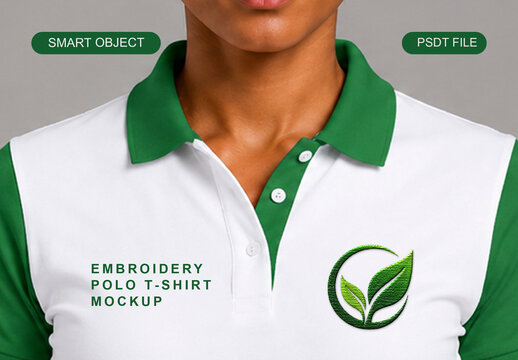Embroidery Polo T-Shirt Mockup