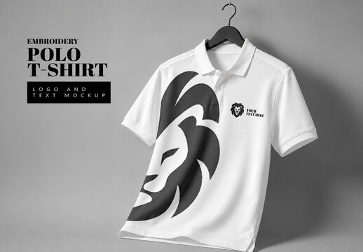Embroidery Polo T-Shirt Logo And Text Mockup