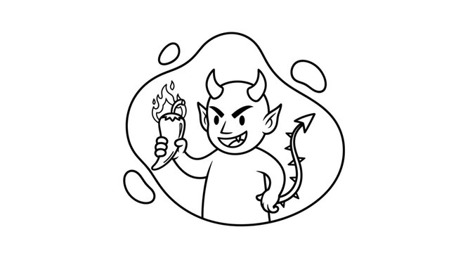 devil holding torch, cartoon devil