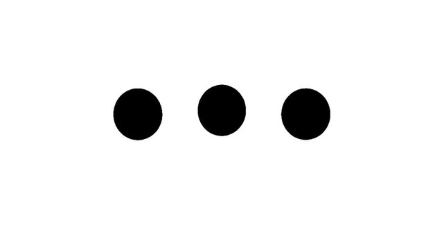 Three dots animation bounce ball black ball jump on white background