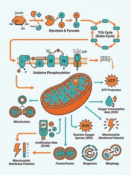 Comprehensive diagram of mitochondrial function and cellular energy
