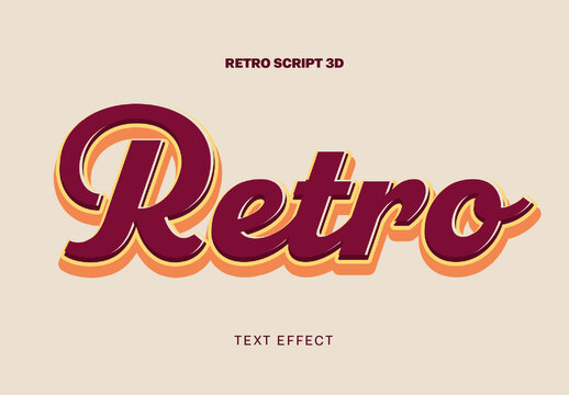 Retro Script 3D Text Effect