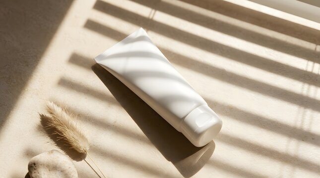 Modern Beauty Product Packaging Mockup with Natural Window Shadows