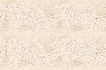 Obraz premium A detailed close-up of a light beige surface covered in a dense network of fine, dark brown cracks, creating a weathered, aged texture