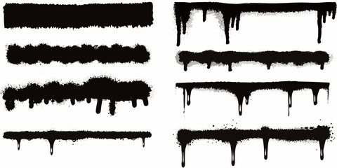 black spray paint graffiti strokes on white background vector illustration artistic urban street art design graphic element texture dripping ink mark stroke pattern © Mritun