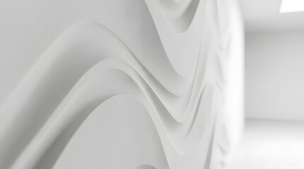 Fototapeta premium Abstract background of smooth white fabric waves with soft shadows and elegant folds for luxury design projects