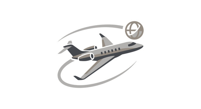 Global travel private jet icon.