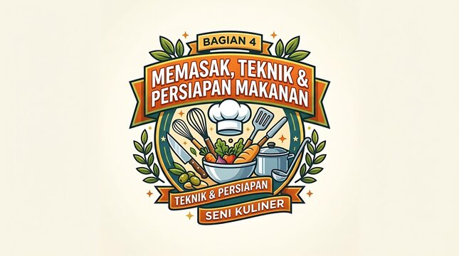Culinary arts emblem featuring chef hat and kitchen utensils