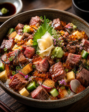 Wagyu Bara Chirashi thoughtfully crafted with the perfect balance of flavors and textures