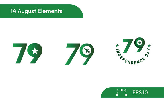 pakistan independence day 14 august 79 anniversary icons
