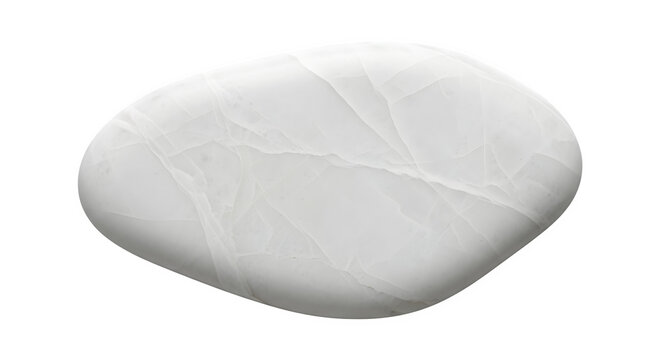Single smooth white river stone isolated on a clean transparent background for minimalist natural design and decorative projects