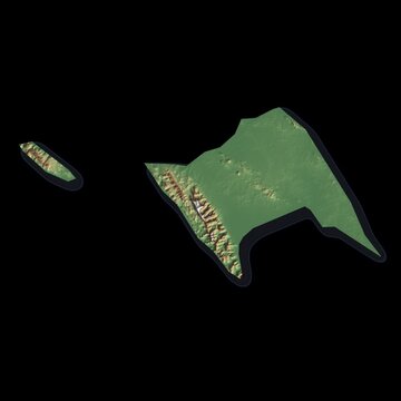 Trinidad and Tobago Rotating 3D Relief Map Loop, Alpha Channel 4K