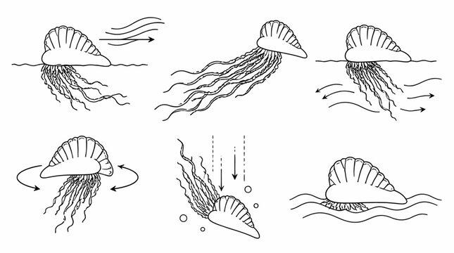 Portuguese Man o' War Jellyfish Life Cycle Infographic Illustration
