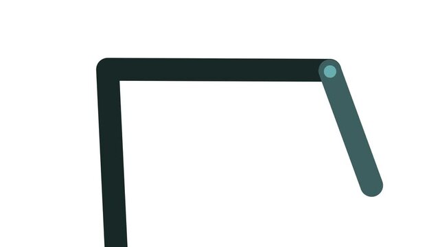 An arc-shaped mechanism with a swinging vertical part.