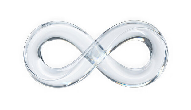 Glass infinity symbol isolated on transparent background