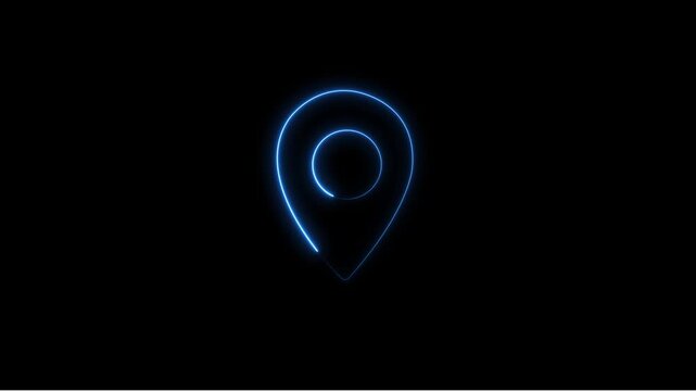 Location Pin Icon Animation on Black Background