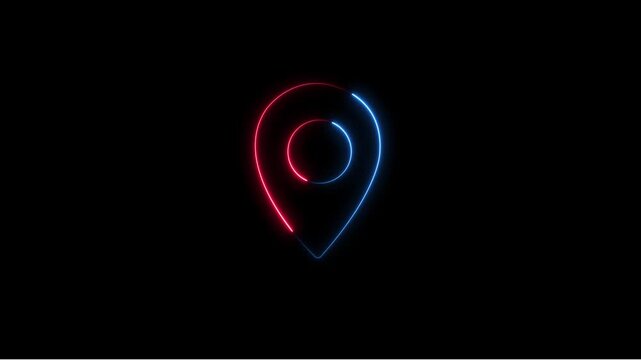 Location Pin Icon Animation on Black Background