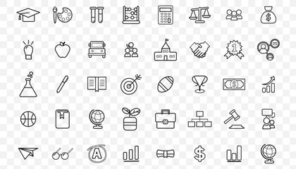 Fototapeta premium Set of education and business thin line vector icons