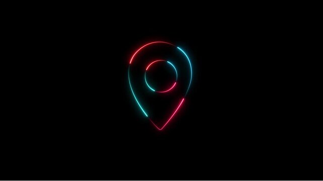 Location Pin Icon Animation on Black Background