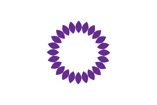 Minimalist Purple Leaf Wreath Logo - Abstract Floral Circle Icon